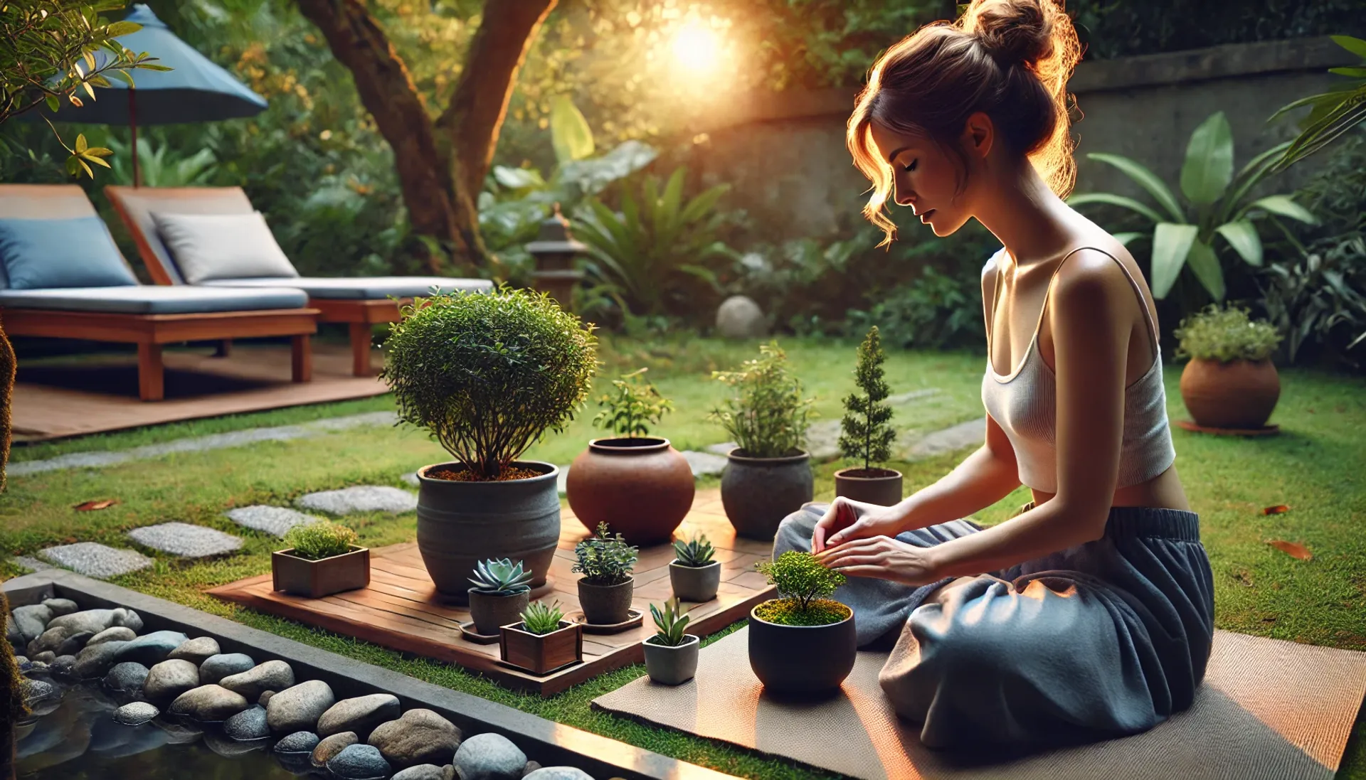 Mujer practicando horticultura terapéutica